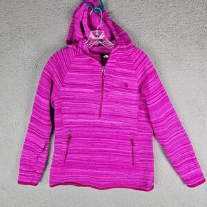 The North Face Hoodie Women's M Striped Fleece Lined Crescent Sunshine Half Zip